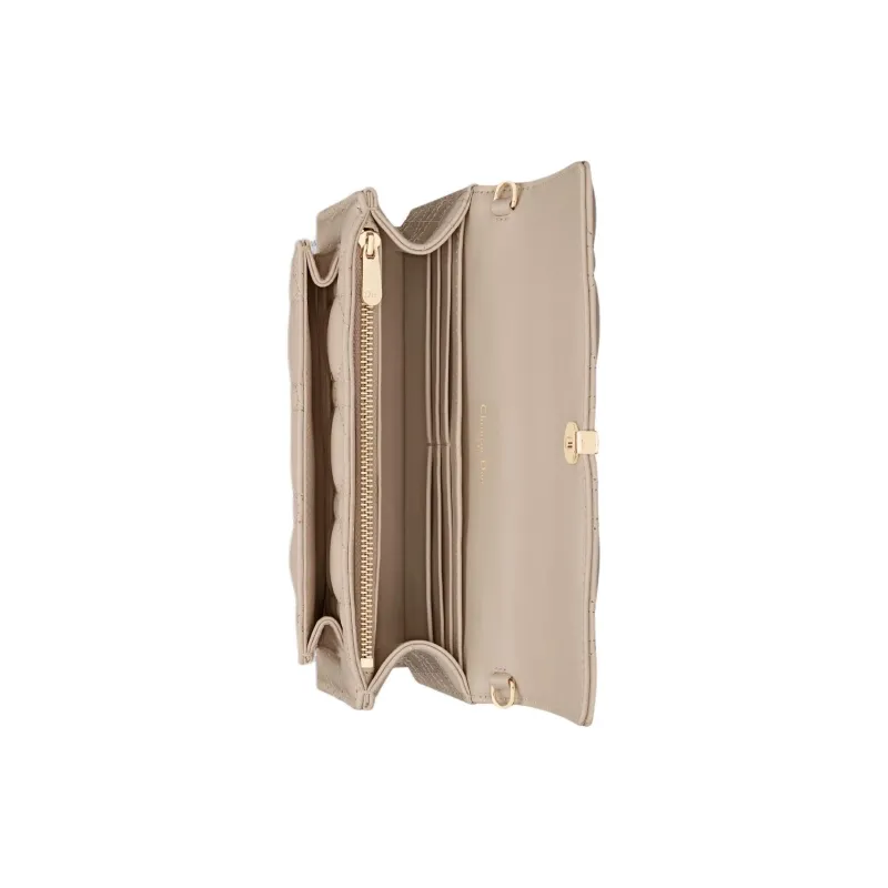 DIOR Lambskin Shoulder Bag, Crossbody Bag Women's Pink Beige-4