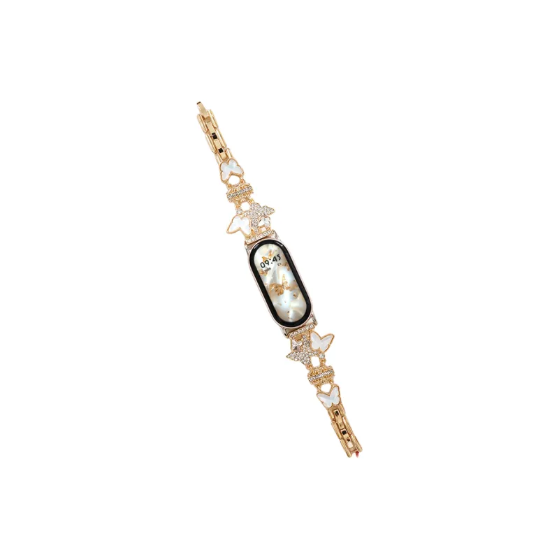 FZRT Xiaomi Compatibility Watch Band Crown Butterfly Chain Metal Steel Band Quick Release Strap Metal-5