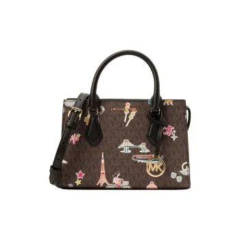 MICHAEL KORS Coated Canvas Tote Bag Shopping Bag Crossbody One Shoulder Handbags Small Size Women's Brown