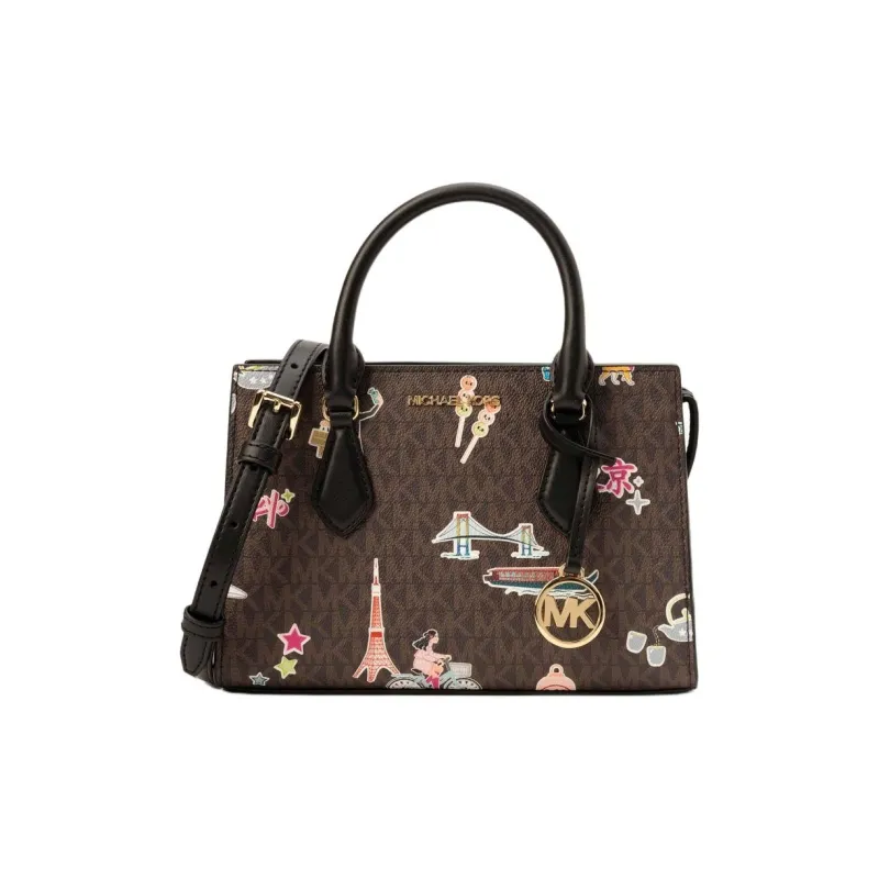 MICHAEL KORS Coated Canvas Tote Bag Shopping Bag Crossbody One Shoulder Handbags Small Size Women's Brown-0