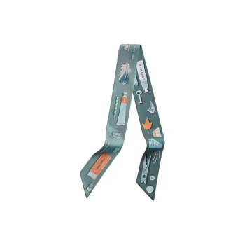 HERMES Mulberry Silk Silk Scarves Women's Gray Green