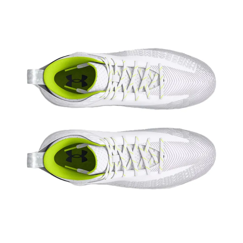 Under Armour Hammer 2 Anti Slip Wear Resistant Soccer Shoes Men's White Silver-3