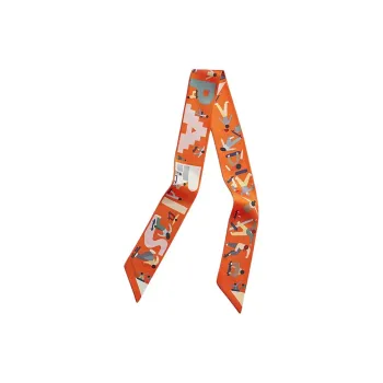 HERMES Mulberry Silk Scarves Women's Orange