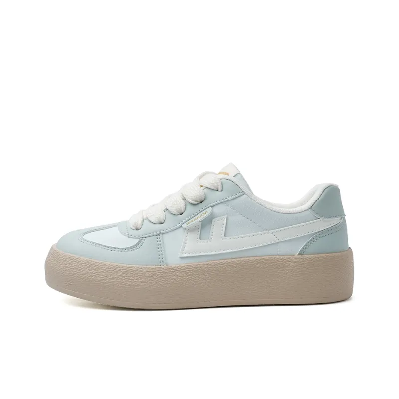 Warrior Lightweight Anti Slip Low Top Skateboard Shoes Women's Blue Beige-0
