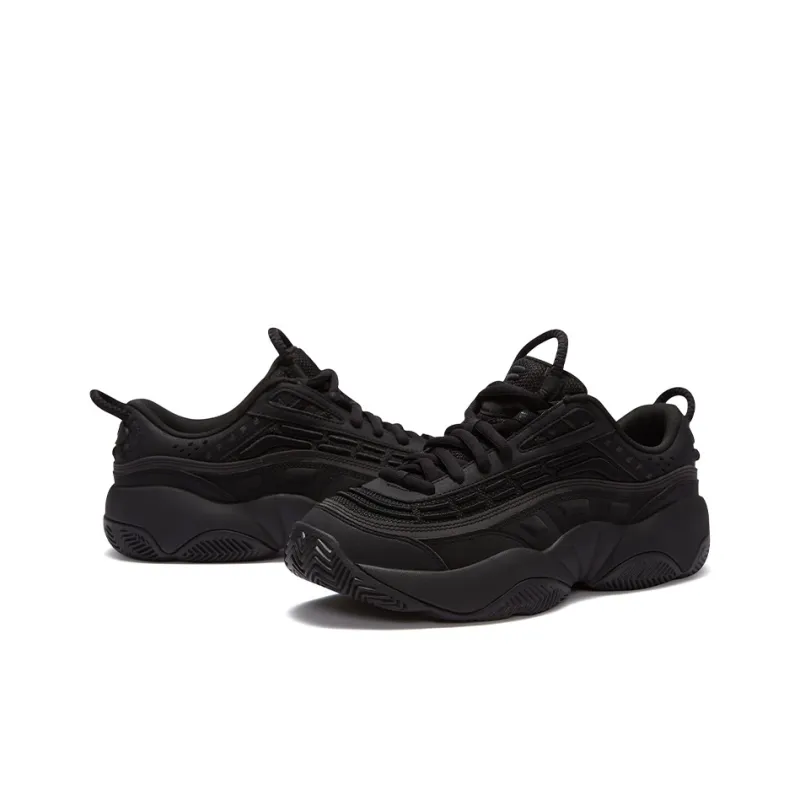 FILA FUSION Flame Shoes Low Top Vintage Basketball Shoes Men's Black-3