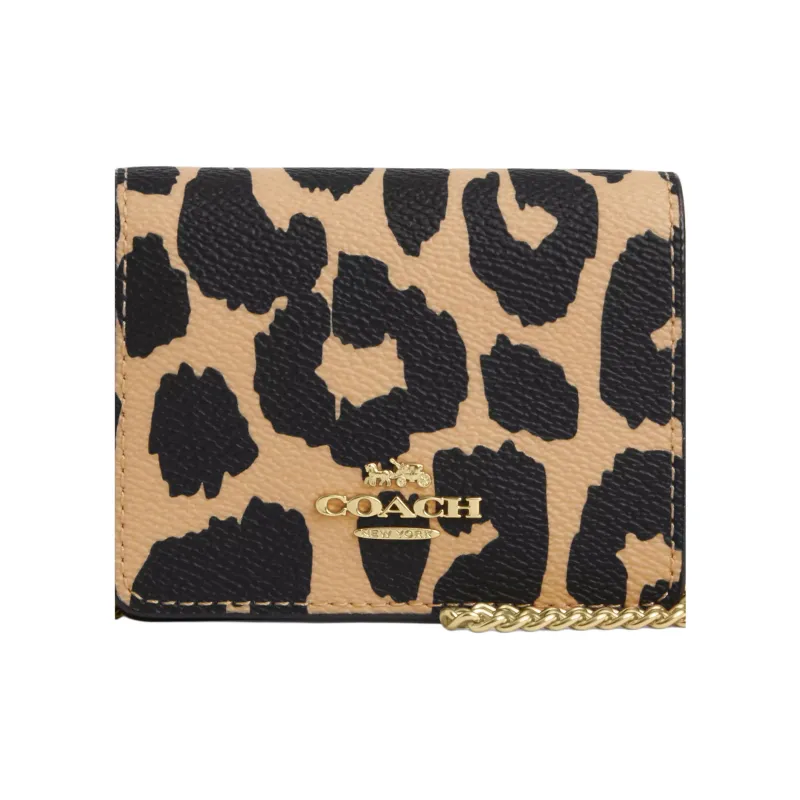 COACH Coated Canvas Shoulder Bag, Crossbody Bag, Wallet Mini Women's Leopard Print Multicolor-1