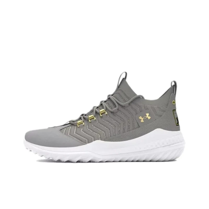 Under Armour Anti Slip Wear Resistant Low Top Training Shoes Men's Gray Gold-0