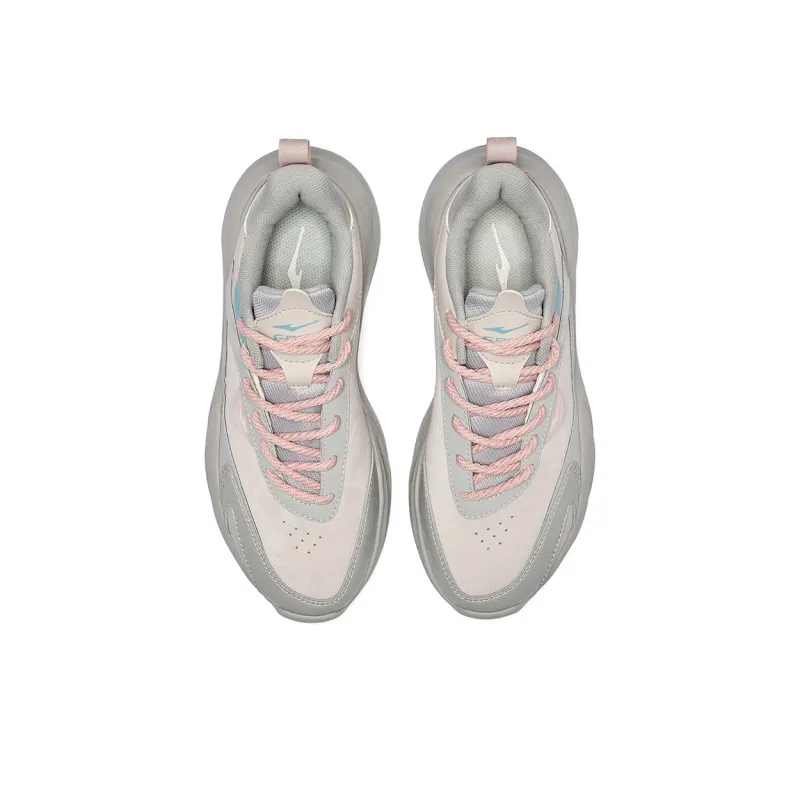 Erke Anti-Slip And Wear-Resistant Breathable Low-Top Casual Shoes Women's Gray Pink-2