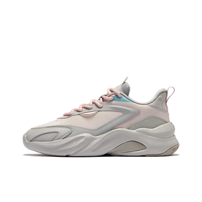 Erke Anti-Slip And Wear-Resistant Breathable Low-Top Casual Shoes Women's Gray Pink-0