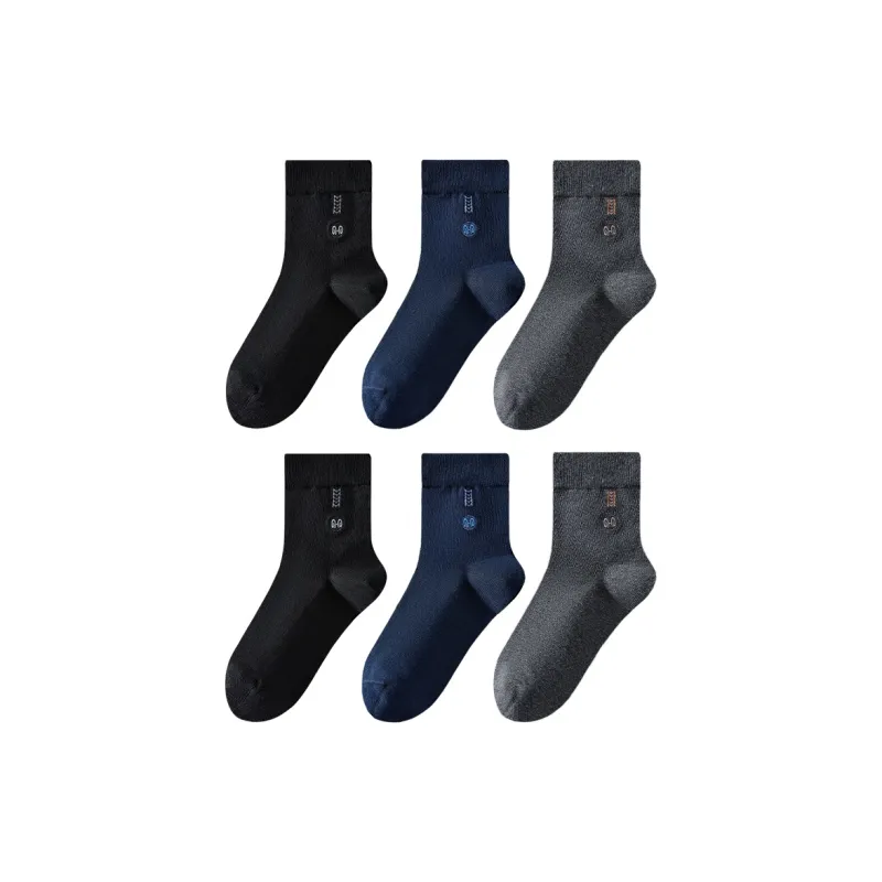 H YXIANG Mid Calf Socks Men's 6 Pack-11
