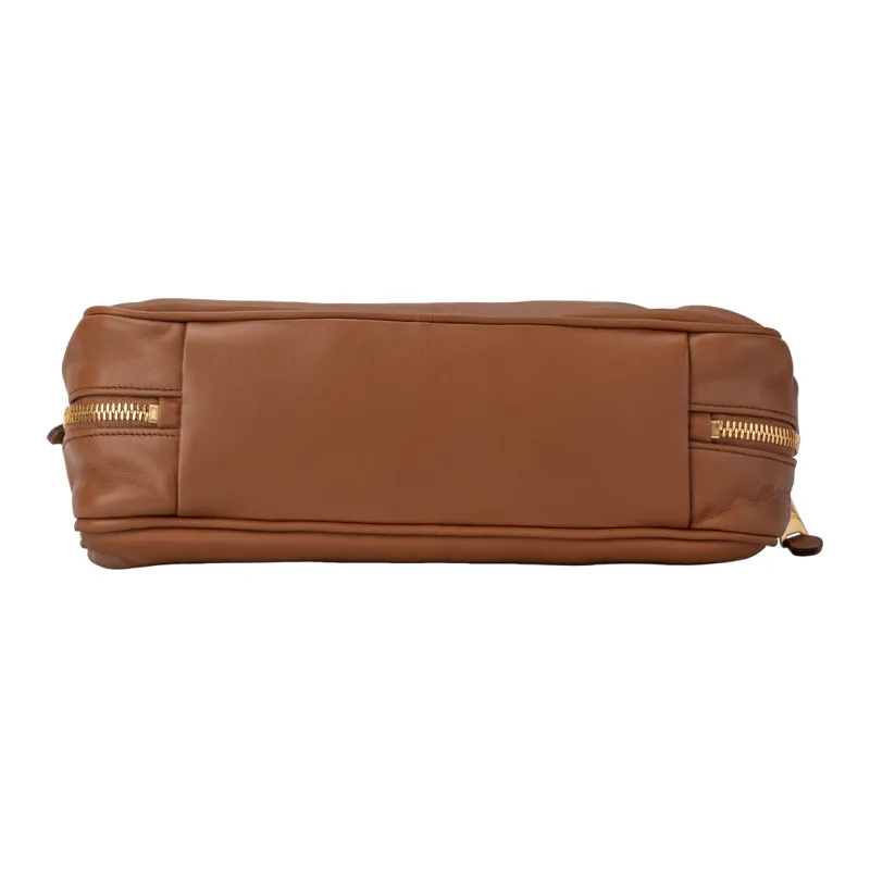 MIU MIU Beau Calfskin Bowling Bag Shoulder Bag Handbag Large Size Women's Cognac-6