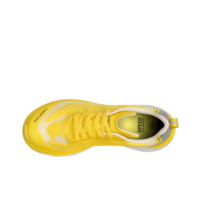 Kung Fu Run Cushioning, Slip Resistant, And Abrasion Resistant Low Top Running Shoes Unisex Yellow White-4