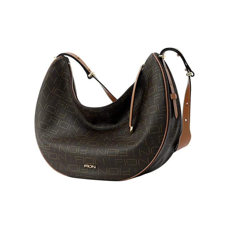 FION Artificial Leather Underarm Shoulder Bag Women's Coffee/Tea Brown-1
