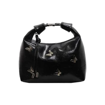 Yalu PU Handbag Regular Women's Black/Ecru/Silver/Burgundy