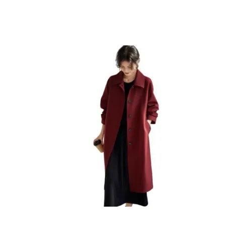 Still quiet Trench Coats Women's Brick Red