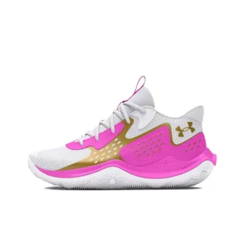 Under Armour Cushioning, Wear Resistant Low Top Basketball Shoes Unisex White Pink
