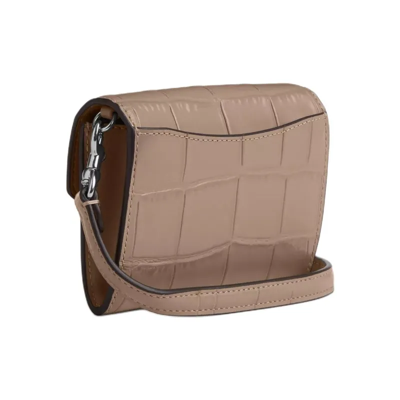 COACH Envelope Crocodile Embossed Leather Envelope Wallet Mini Women's Light Brown-1