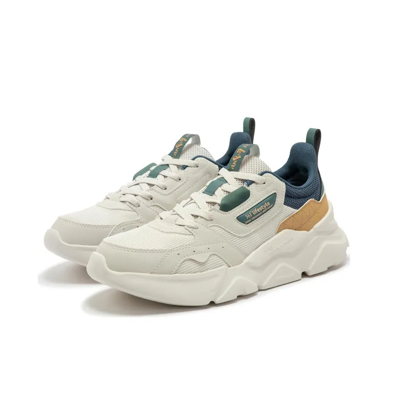 361° Cushioning Wear-Resistant Low-Top Casual Shoes Men's Beige Blue-2