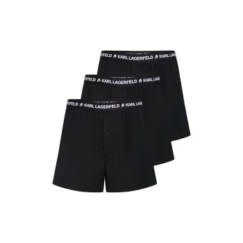 KARL LAGERFELD / Karl Lagerfeld Jeans Logo-waistband Woven Boxer Shorts Pack Of Three