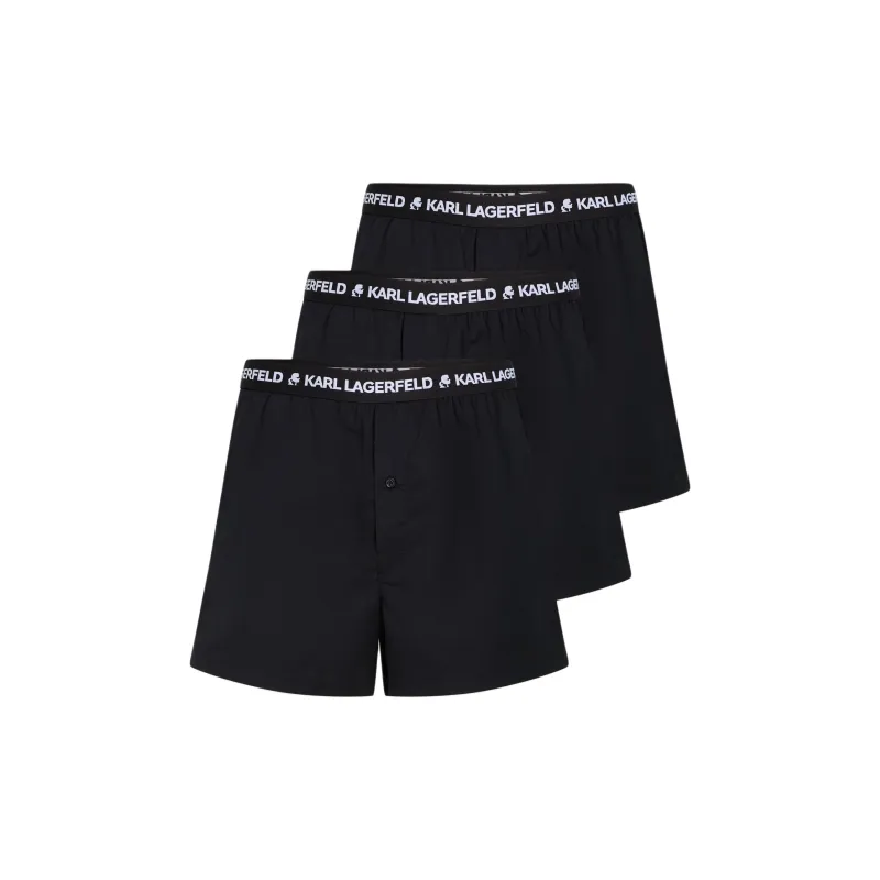 KARL LAGERFELD / Karl Lagerfeld Jeans Logo-waistband Woven Boxer Shorts Pack Of Three-0