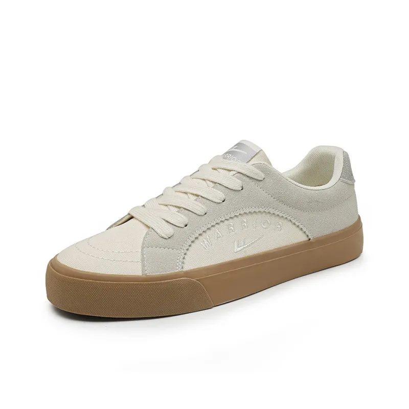 Warrior Wear resistant Lightweight Breathable And Non slip. Low Top Skateboard Shoes Unisex Beige Gray-2