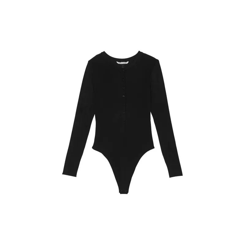 Victoria's Secret Ribbed Modal Henley Thong Bodysuit / Black Bodysuits Women's Black-0
