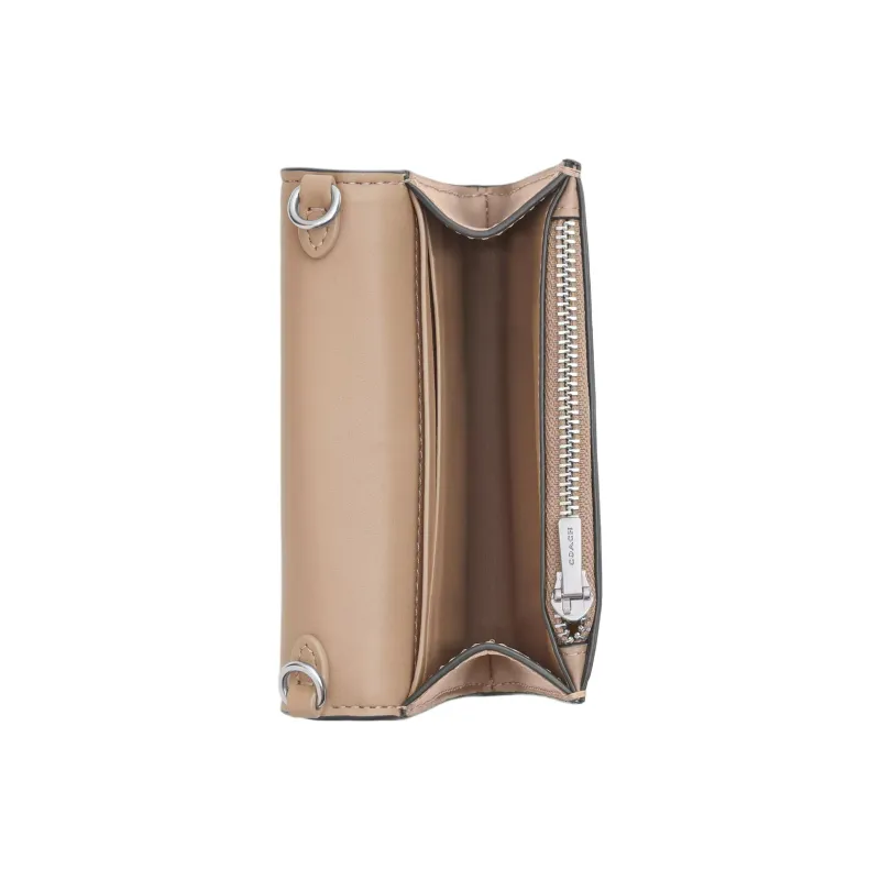 COACH Envelope Crocodile Embossed Leather Envelope Wallet Mini Women's Light Brown-2