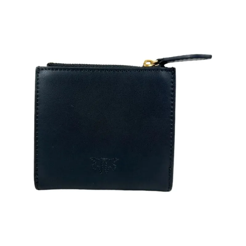PINKO Calfskin Card Clip Wallets Women's Black-2