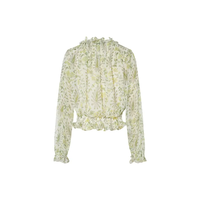 MOCO Shirt Women's White Base With Green Print-1