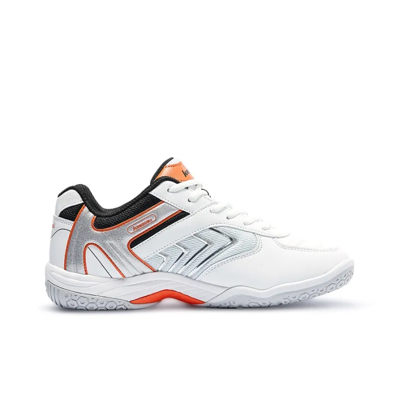 Kawasaki Cushioning, Wear Resistant Low Top Badminton Shoes Unisex White Orange-4