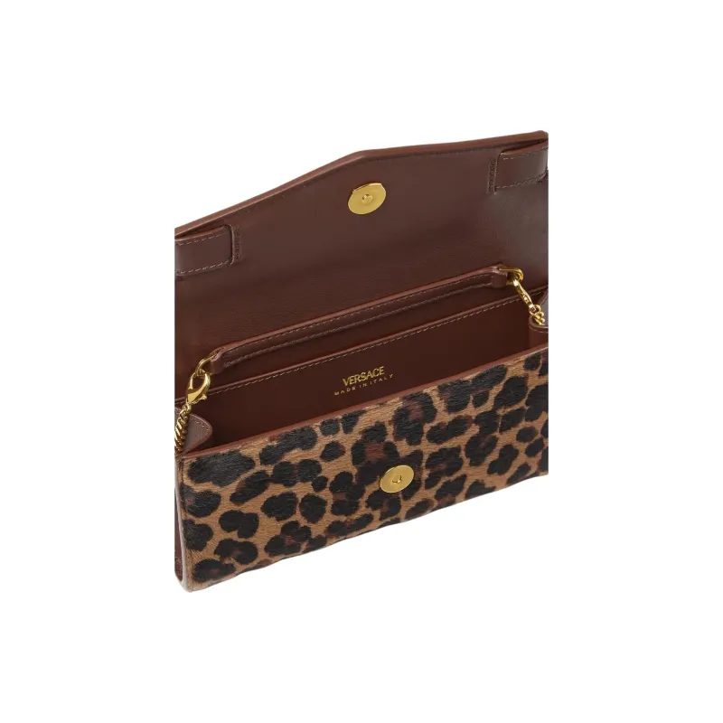 VERSACE Medusa '95 Cow Hair Handheld Crossbody Bag Shoulder Bag Women's Leopard-3