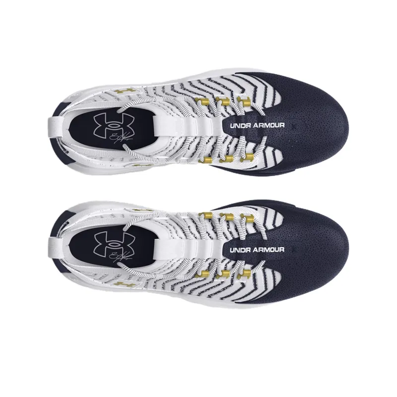 Under Armour Harper Abrasion Resistant Breathable Mid Top Baseball Shoes Men's White-3