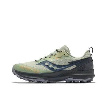 Saucony PEREGRINE 14 GTX Anti Slip Wear Resistant Low Top Running Shoes Women's Green Gray