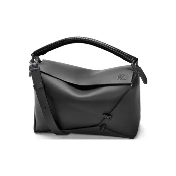 LOEWE Puzzle Calfskin Shoulder Bag Crossbody Bag Handbag Small Size Women's Black
