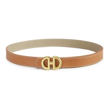PIERRE CARDIN Split Cow Leather Alloy Leather Belts Women's Yellow Brown 2.4cm