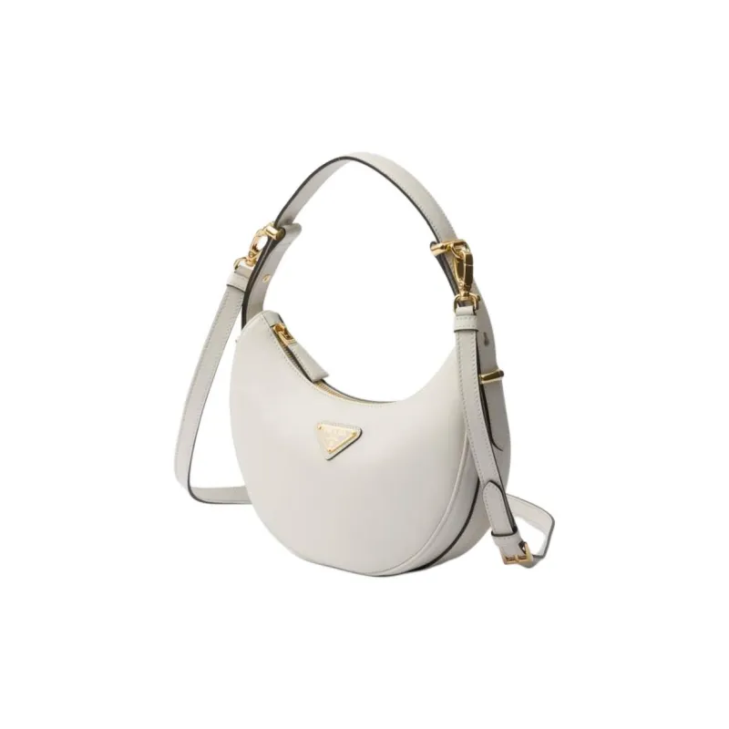 PRADA Leather Crescent Bag Shoulder Bag Shoulder Bag, Handbag Women's White-1