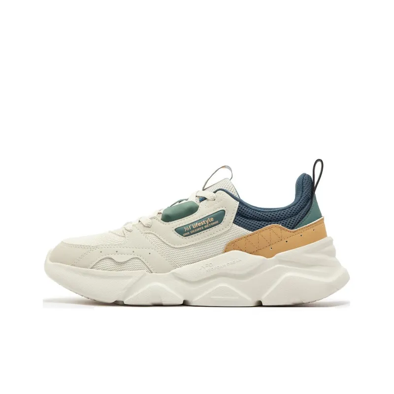 361° Cushioning Wear-Resistant Low-Top Casual Shoes Men's Beige Blue-0