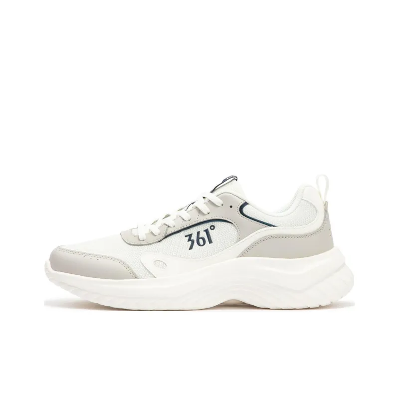 361° Wear-Resistant Slip-Resistant Low-Top Casual Running Shoes Men's White Gray-0