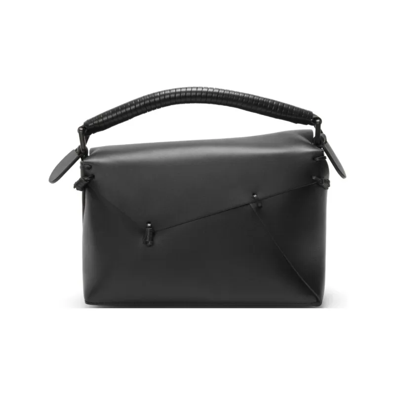 LOEWE Puzzle Calfskin Shoulder Bag Crossbody Bag Handbag Small Size Women's Black-5