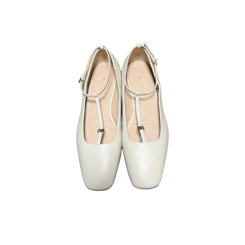 GUCCI Flat Mary Jane Shoes Women's White-3