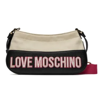 LOVE MOSCHINO Faux Leather One Shoulder Handbags Women's Beige & Black