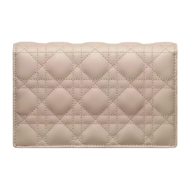 DIOR Lambskin Shoulder Bag, Crossbody Bag Women's Pink Beige-3
