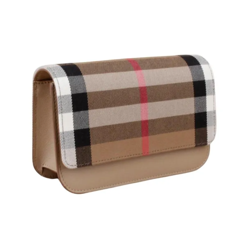 Burberry Canvas Crossbody Bag, Shoulder Bag Women's Chestnut Rice Color-3