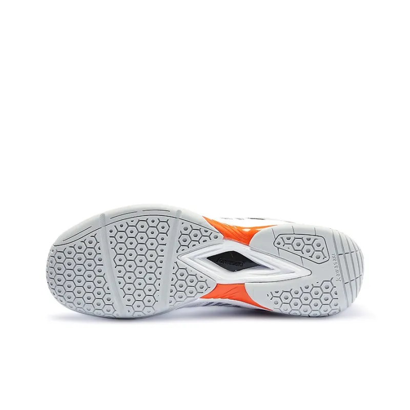 Kawasaki Cushioning, Wear Resistant Low Top Badminton Shoes Unisex White Orange-5