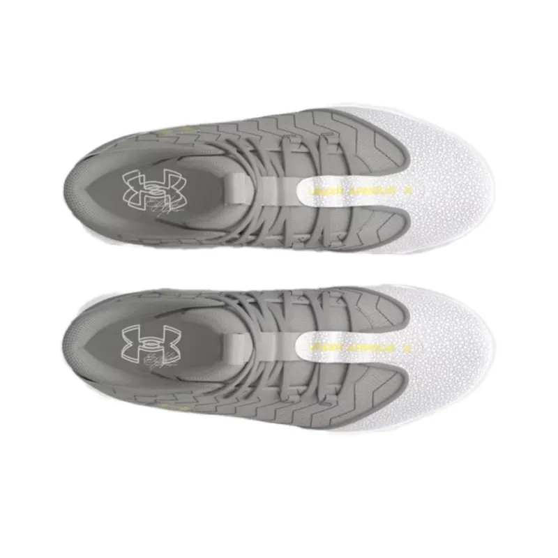 Under Armour Anti Slip Wear Resistant Mid Top Baseball Shoes Men's Gray Gold-3