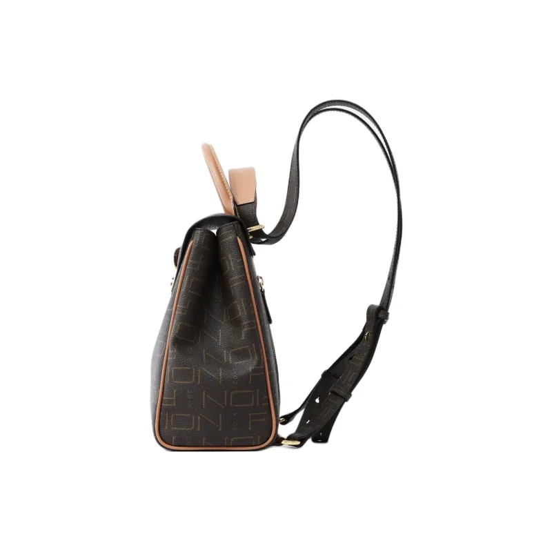 FION Coated Canvas Backpack Regular Women's Coffee/Camel-3