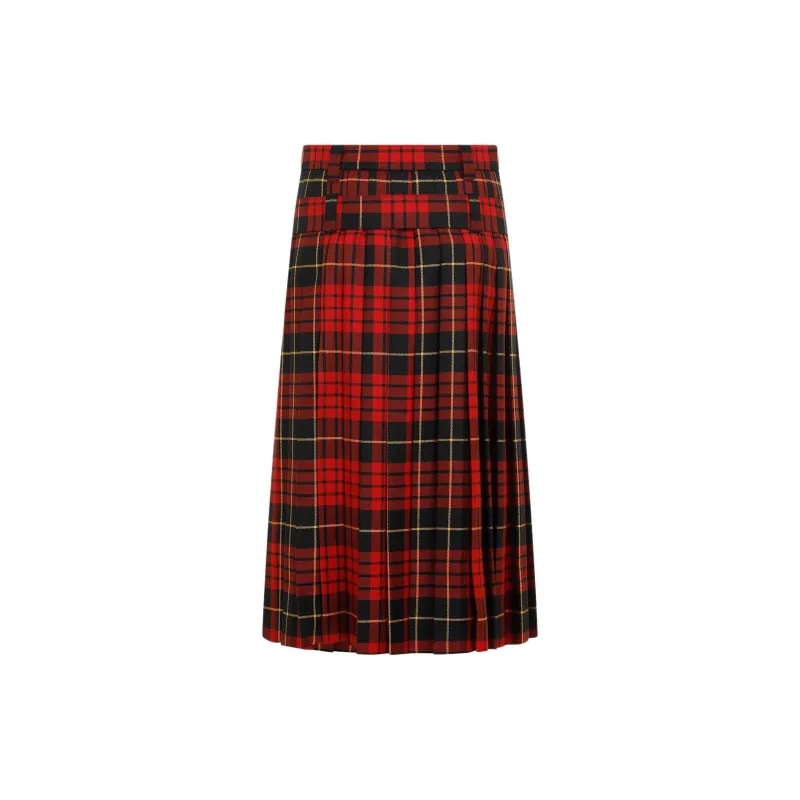 Alexander McQueen Tartan Check Belted Waist Midi Skirt-1