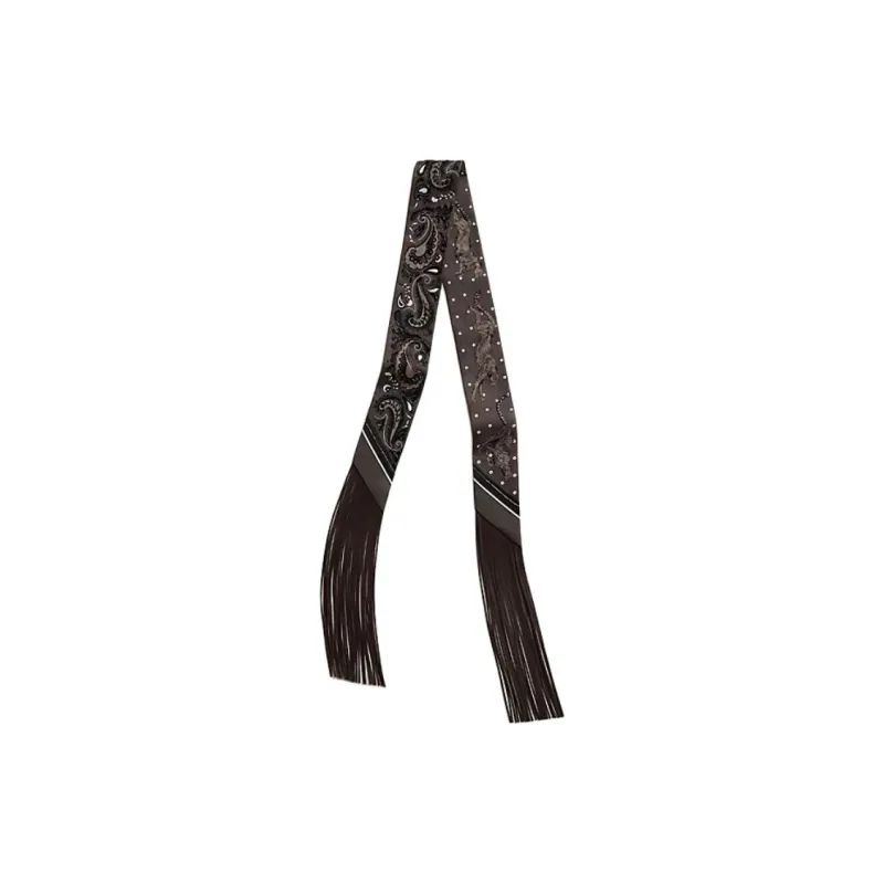 HERMES Mulberry Silk Leather Silk Scarves Women's Cocoa-0