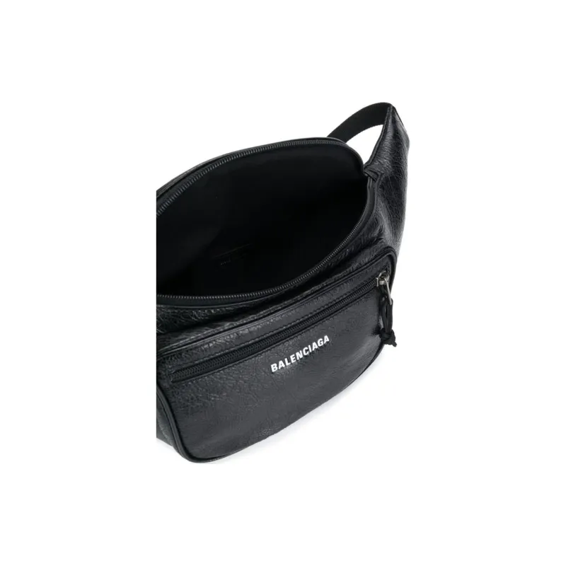 Balenciaga Leather Fanny Pack Men's Black-6