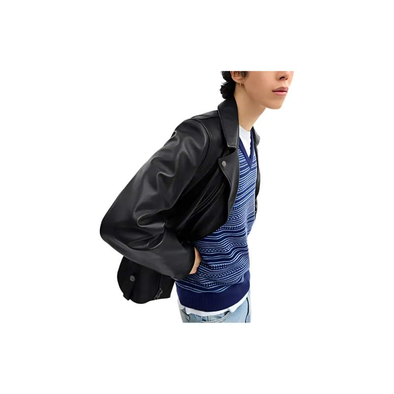 COACH SS24 Leather Jacket Men's Black-3
